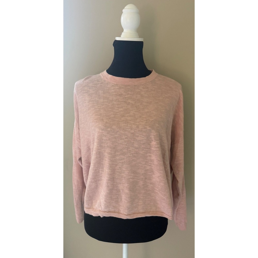 Eileen Fisher Blush Pink Linen Cotton Knit Sweater Top‎ Women M Boxy Casual